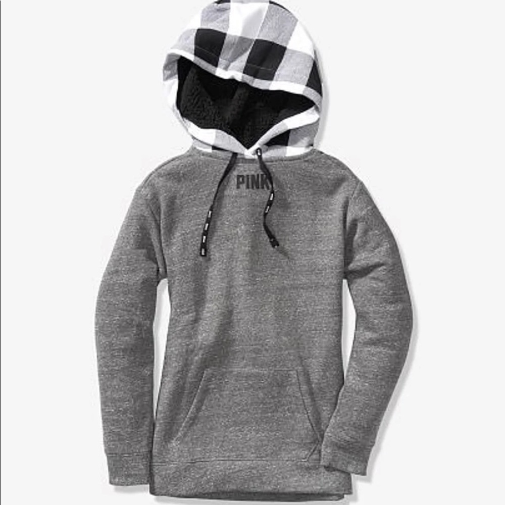 Sherpa Lined Plaid Hood Campus Pullover